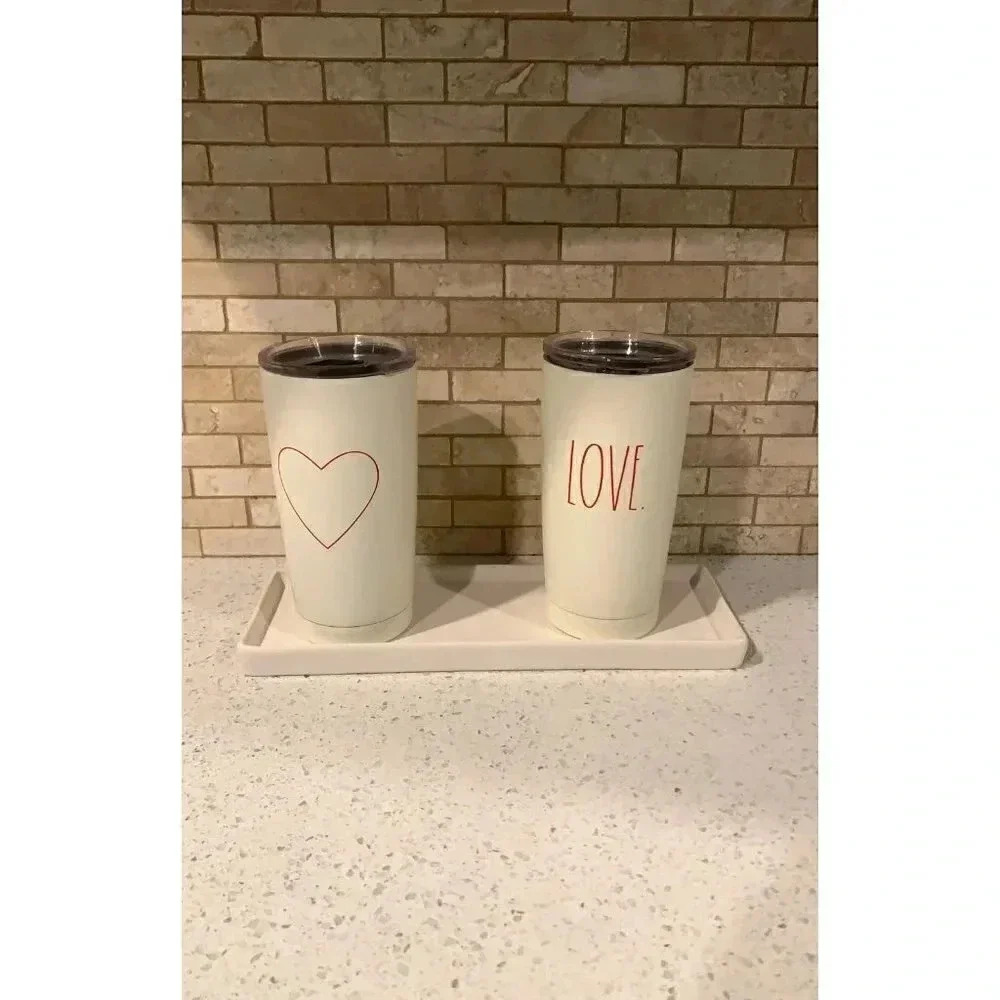 Rae Dunn tumbler set with base valentines edition